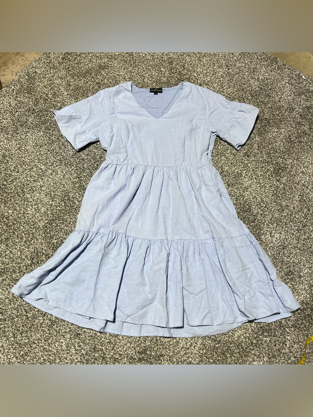 NURSING QUEEN Sz XS  Maternity Nursing Breastfeeding Tiered Boho Dress Blue
